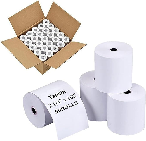 2 1/4'' X 165' Thermal Receipt Paper, Credit Card Paper Rolls, Fits 58mm by TAPSIN