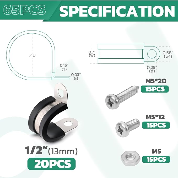 20PCS 1/2 Inch Cable Clamps - Image 2