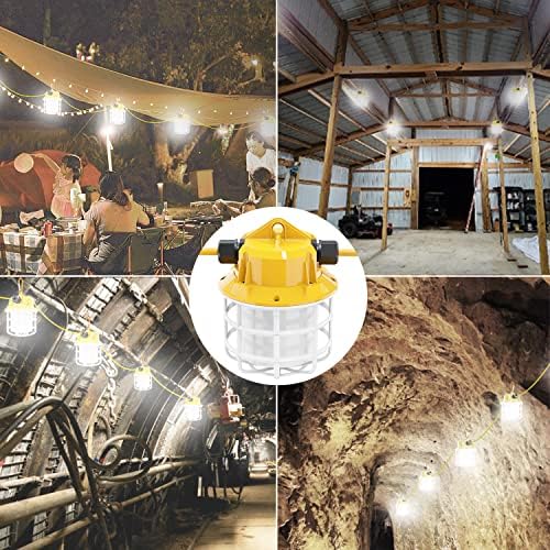 50ft LED Construction String Lights, 75W 7500LM Industrial Grade Super Bright String Work Lights for Construction Sites, Temporary Work, Renovation, Jobsite, and all outdoor lighting(50ft-5lights) - Image 6