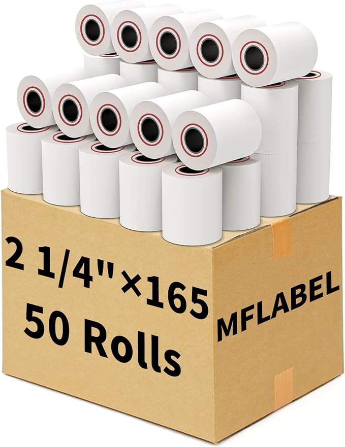 MFLABEL 50 Rolls 2 1/4" x 165' Thermal Paper Cash Register POS Receipt Paper - Image 2