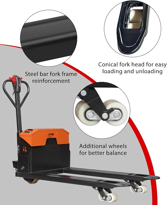 Electric Pallet Jack Truck 4400lbs Capacity - 48V 1000W 20Ah Powered Pallet - Image 6