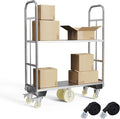 Two Tier U-Boat Platform Truck Cart, 16 x 48Inch Narrow Aisle Flatbed Truck by FAUENPEEY