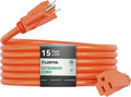 PLUGTUL 12/3 Outdoor Extension Cord 15 FT Waterproof, Heavy Duty 12 Gauge SJTW by PLUGTUL