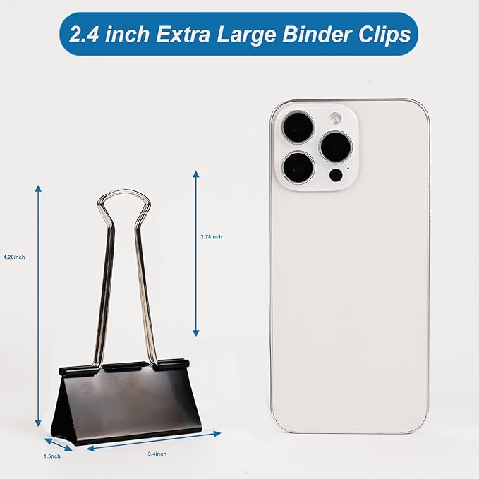 Jumbo Binder Clips 2.4 Inch, Extra Large Binder Clips 42 Pack, Heavy Duty - Image 5