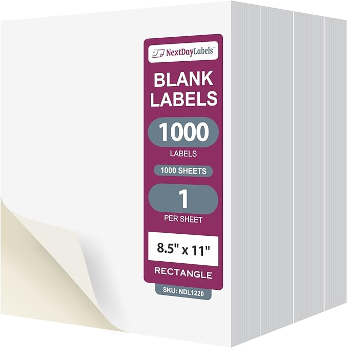 NextDayLabels - Full Page Labels 8.5 x 11 - White Shipping Labels - 8.5 x 11 by NextDayLabels
