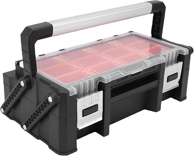 WALFRONT Electronic Tool Box Small Parts Organizer, 18 Compartment Dual Layer - Image 8