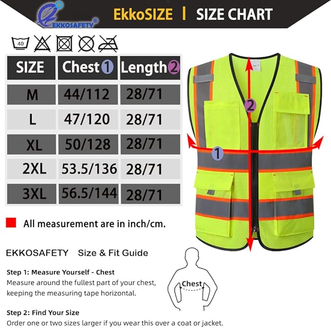 9 Pockets High Vis Safety Vest for Men - Image 2