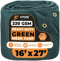 Xpose Safety Heavy Duty Green Mesh Tarp 16' x 27' – 70% Sunblock Shade Cloth with Grommets for Garden, Fence, Privacy Screen, Canopies, Dump Trucks, Pool Cover – Tear & Weather Resistant by XposeSafety
