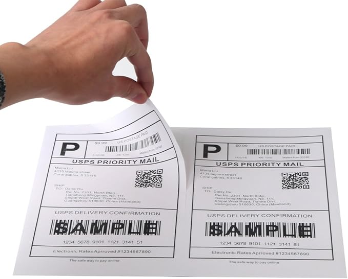 Half Sheet Self Adhesive Shipping Labels by Fangtek