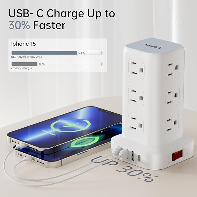 Surge Protector Power Strip Tower - Image 6