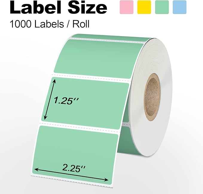 Misofuki 2.25x1.25 6000 Labels 6-Color Assorted Rectangular Direct Thermal - Image 2