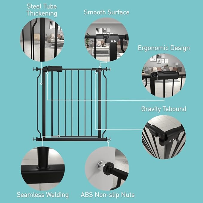 WAOWAO Baby Gate 52.76-57.48" Extra Wide Pressure Mounted Walk Through Swing - Image 2