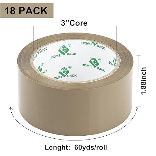 BOMEI PACK 18Rolls Brown Packing Tape, Moving and Storage, 2.4Mil 1.88 Inch x - Image 2