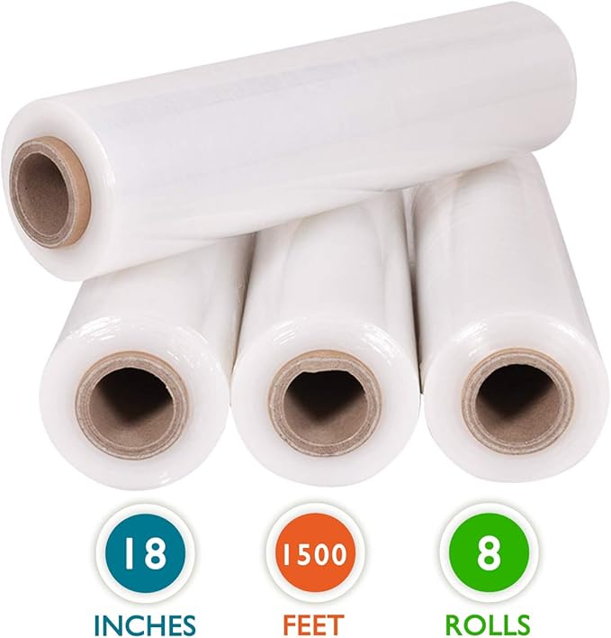 8 Rolls 18" x 1500 Ft Stretch Wrap Heavy Duty, Industrial Strength Shrink Wrap - Image 2