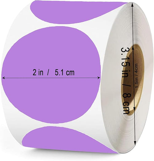 2 Inch Purple Round Thermal Labels, 600 Labels/Roll, Self-Adhesive Circle - Image 2