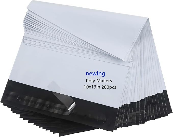 newlng 200pcs 10x13" / 250x350mm Poly Mailers Shipping Bags Mailing bags White by newlng