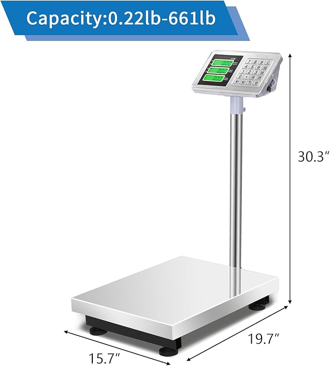 TUFFIOM 661lbs Weight Electronic Platform Scale, Stainless Steel - Image 8