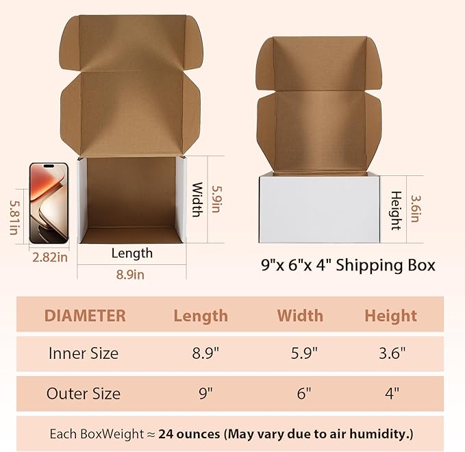 9x6x4 inches Shipping Boxes Set of 25, Small Corrugated Cardboard Box, - Image 2