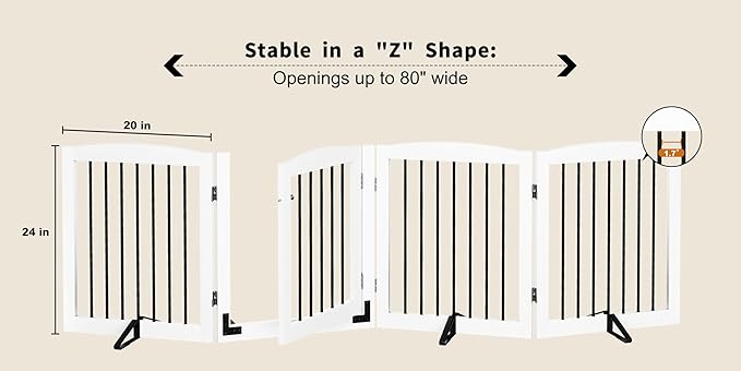 Freestanding Dog Gates with Door Walk Through, 80 inch Wide Gates Indoor - Image 6