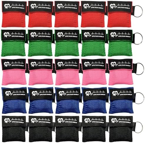 25 Packs CPR Face Shield with Keyring, CPR Pocket Mask Keychain by iforyHealthyLiving