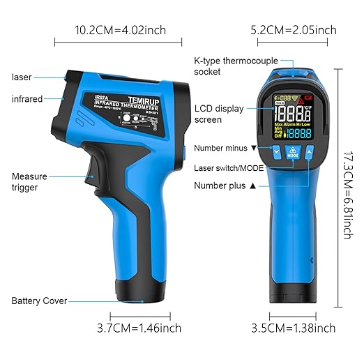 Infrared Thermometer Temperature Gun, Non-Contact High Temp Thermometer - Image 9