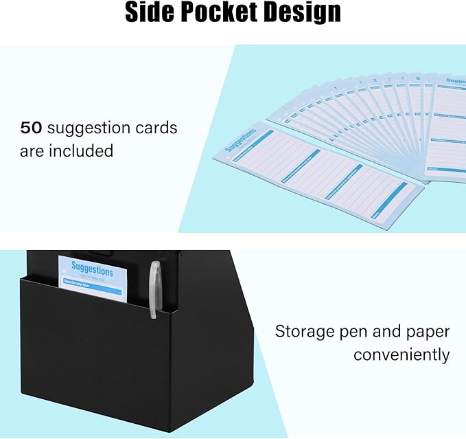 xydled Suggestion Box with Lock Wall Mountable Metal - Image 5