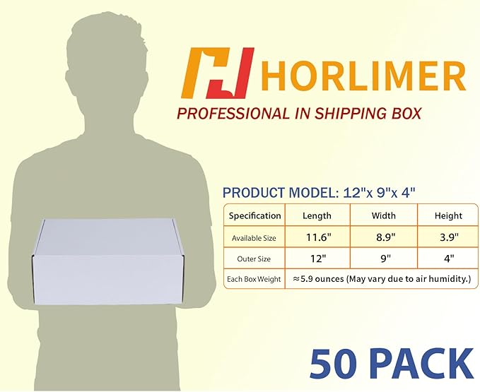 HORLIMER 12x9x4 inches Shipping Boxes Set of 50 - Image 2