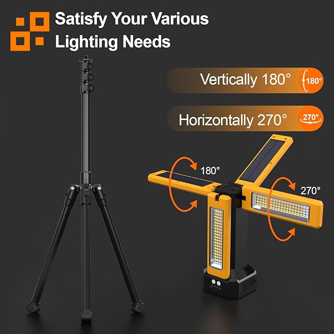 13200mAh Rechargeable Solar Work Light, IPX4 Waterproof - Image 6