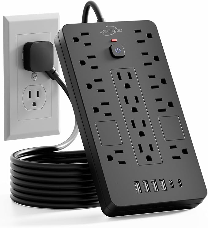 Surge Protector Power Strip-14 Outlets and 6 USB Ports, 6 Feet Flat Plug by Unknown