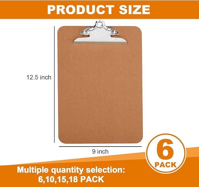 HERKKA 6 Pack Hardboard Office Clipboards - Image 2