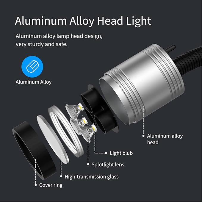 Magnetic Light, Led Machine Light, Magnetic Gooseneck Work Light 900 Lumens 120 - Image 3