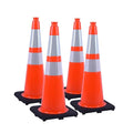 4 Pack 28 Inch Orange PVC Traffic Cones Black Base Stable Flexible, Road Safety by OranclUS