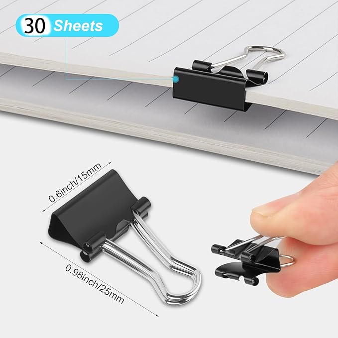 Ufmarine 120 Pcs Mini Binder Clips, Small Binder Clips Black, 15mm Paper Clips - Image 5