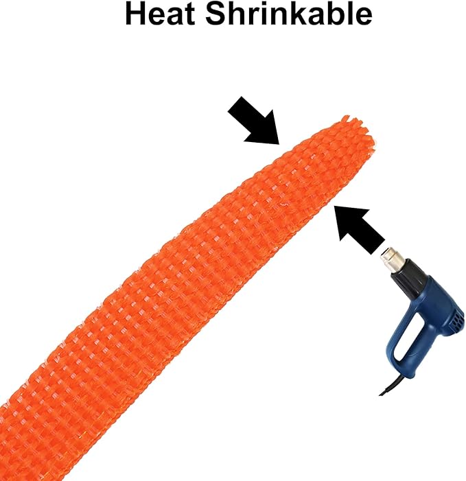 MECCANIXITY Braided Cable Sleeves Heat Shrinkable Fabric Sleeving, 1 1/4" 33ft - Image 3