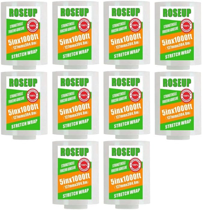 ROSEUP Clear Stretch Wrap Film 5" x 1000ft Roll, 80 Gauge Thick Cling Plastic by ROSEUP