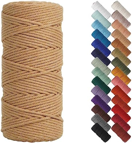 NOANTA Light Tan Macrame Cord 3mm x 109yards, Cotton Rope Macrame Yarn by NOANTA