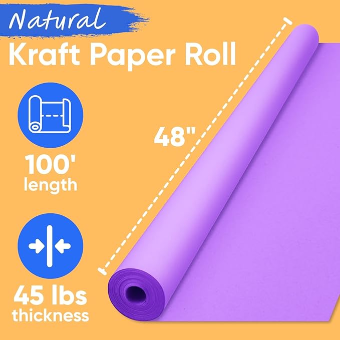 USA Made 48" x 1200" Lilac Kraft Paper Roll, 45 lbs Thickness, American Quality - Image 2