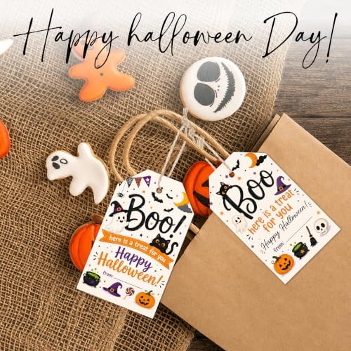 Halloween Boo Gift Tags with String, 50PCS Hanging Tags for Gift Wrapping, Halloween Thank You Labels for Friendsgiving, Party Favors, Bakery Packaging, DIY Crafts - A03 - Image 5