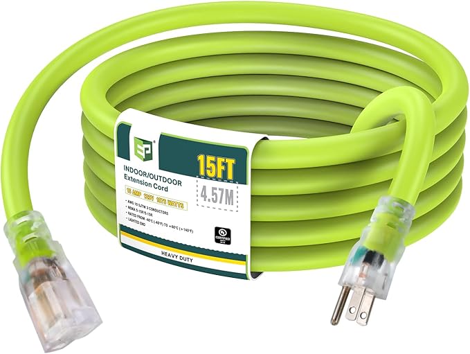 EP 15 Ft Lighted Outdoor Extension Cord by ENERGYPRO