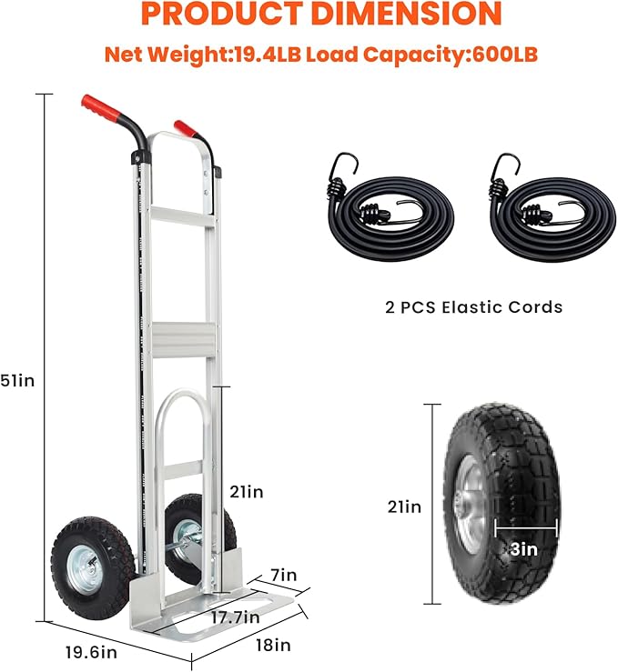 Aluminum Hand Truck Dolly Cart - Image 2