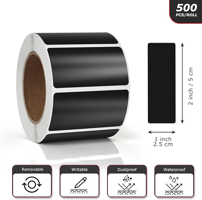 Black Rectangle Stickers 2 x 1 Inch Color Coding Labels Vinyl Roll - Image 4