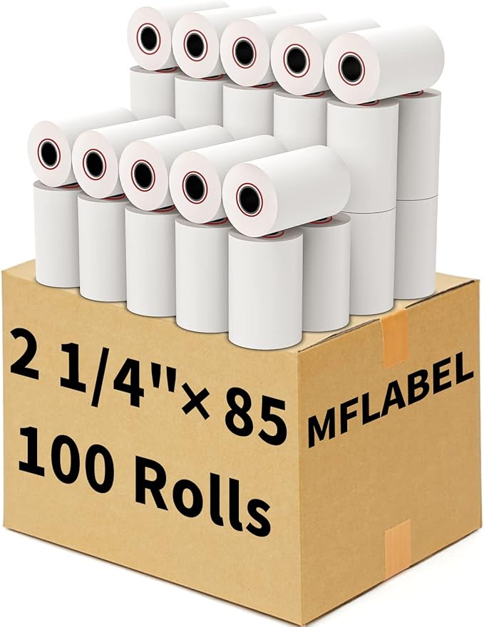 MFLABEL® 100 Rolls 2 1/4" x 85' Thermal Paper Cash Register POS Receipt Paper by MFLABEL