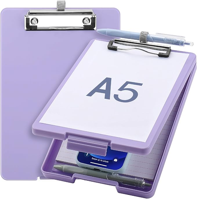 Small Clipboard with Storage, A5 Clipboards with Pen Holder, Half Letter Clip by Meiikun