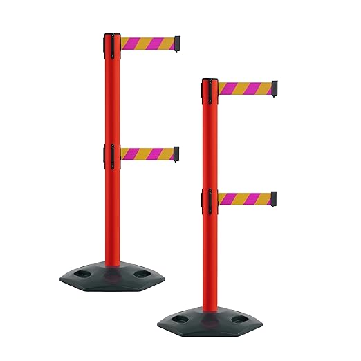 Montour Line MSR630D Set of 2 Retractable Belt Barrier Stanchion, Heavy-Duty by Montour+Line