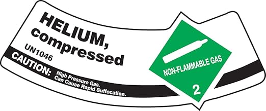 Accuform Cylinder Shoulder Label, Helium Compressed UN1046 Caution, Adhesive by Accuform