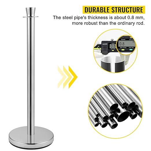 VEVOR Velvet Ropes and Posts 2 Pcs, 5 ft Black Velvet Rope, Stanchion Post - Image 2