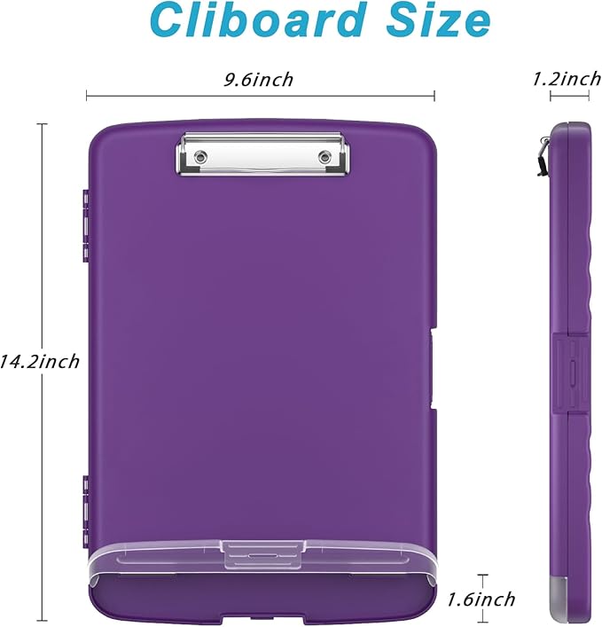 Rimilak Plastic Clipboard with Storage, 8.5 x 11 High Capacity Folio Nursing - Image 2