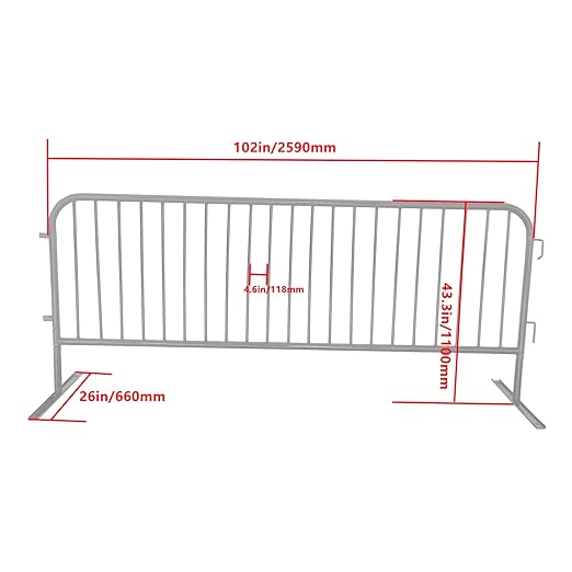 2 Pack 8.5 Ft Steel Crowd Control Heavy Duty Interlocking Steel Safety Barriers - Image 2