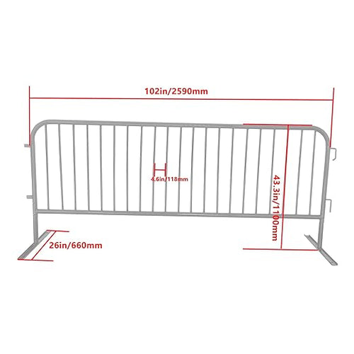 2 Pack 8.5 Ft Steel Crowd Control Heavy Duty Interlocking Steel Safety Barriers - Image 2