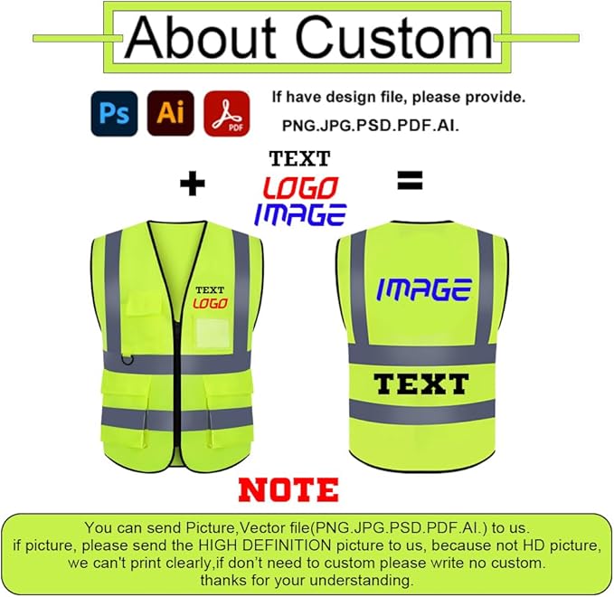 Personalized High Visibility Reflective Safety Vest Custom Your Text Protective - Image 3